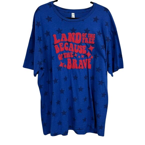 Code Five Blue Red 4th of July Patriotic Star Print Short Sleeve Tee Womens 2XL - Picture 1 of 5